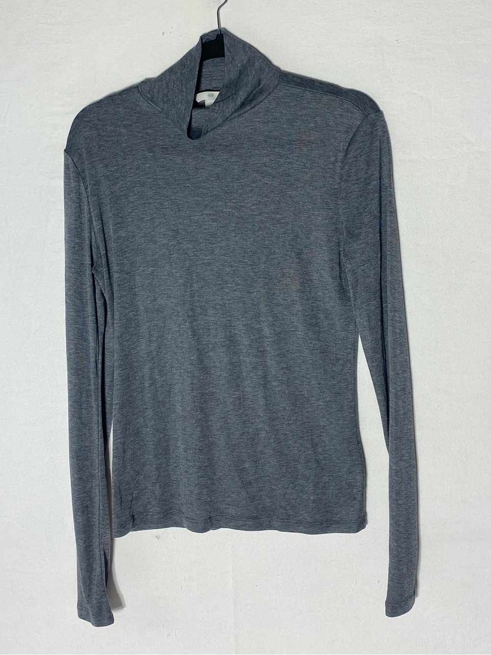 H&M Grey Lyocell Wool Blend Mock Neck Long Sleeve Top L Normcore Contemporary